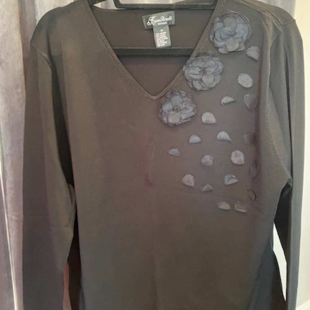 Karen Arnold Womens Lightweight Sweater 1x Black